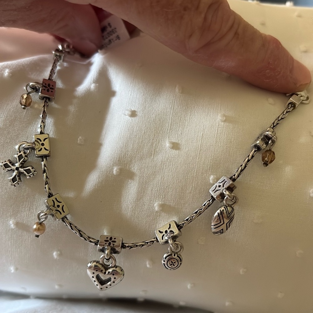 Brighton vintage silver Blair heart charm ankle bracelet